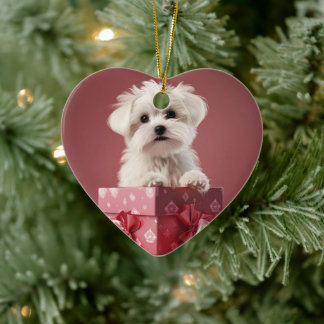Unieke Maltese kerst, cadeau voor Hondenliefhebber Keramisch Ornament