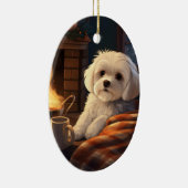 Unieke Maltese kerst, cadeau voor Hondenliefhebber Keramisch Ornament (Rechts)