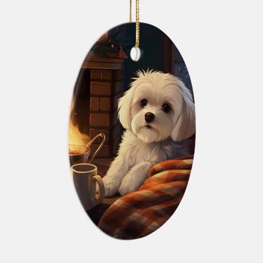 Unieke Maltese kerst, cadeau voor Hondenliefhebber Keramisch Ornament (Rechts)