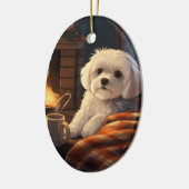 Unieke Maltese kerst, cadeau voor Hondenliefhebber Keramisch Ornament (Links)