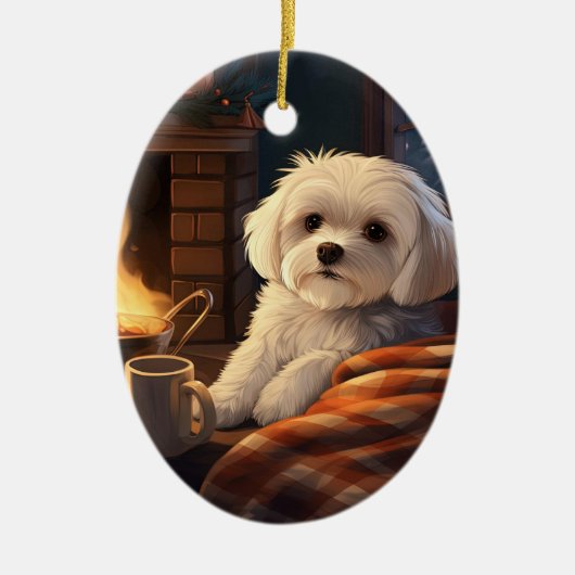 Unieke Maltese kerst, cadeau voor Hondenliefhebber Keramisch Ornament (Voorkant)