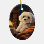 Unieke Maltese kerst, cadeau voor Hondenliefhebber Keramisch Ornament (Achterkant)