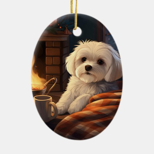 Unieke Maltese kerst, cadeau voor Hondenliefhebber Keramisch Ornament (Achterkant)