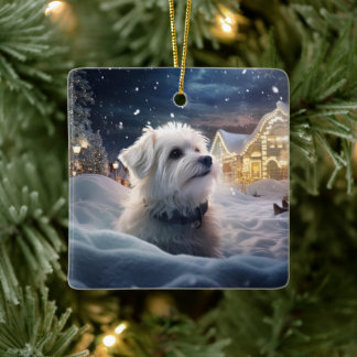 Unieke Maltese kerst, cadeau voor Hondenliefhebber Keramisch Ornament