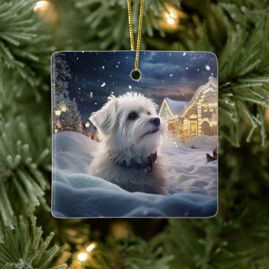Unieke Maltese kerst, cadeau voor Hondenliefhebber Keramisch Ornament (Boom)