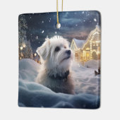 Unieke Maltese kerst, cadeau voor Hondenliefhebber Keramisch Ornament (Links)