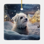 Unieke Maltese kerst, cadeau voor Hondenliefhebber Keramisch Ornament (Achterkant)