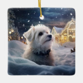 Unieke Maltese kerst, cadeau voor Hondenliefhebber Keramisch Ornament (Voorkant)
