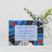 Unieke marineblauw aasje Vegas poker Weddenschap Save The Date (Staand voorkant)