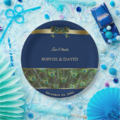 Unieke marineblauwe goudveren bruiloft papieren bordje (Feest)