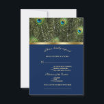 Unieke marineblauwe goudveren bruiloft RSVP kaartje<br><div class="desc">Moderne en elegante vormgeving met vreugdeveren,  faux gold lijst op blauw marineschopwerk. Het gebruik personaliseert hulpmiddel om uw info toe te voegen. Overeenkomende objecten kunnen worden gevonden in mijn Peacock Blue Collectie.</div>