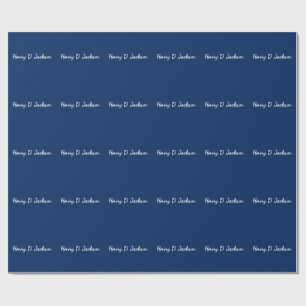 Unieke marineblauwe klassieke handgeschreven effen cadeaupapier