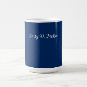 Unieke marineblauwe klassieke handgeschreven effen koffiemok