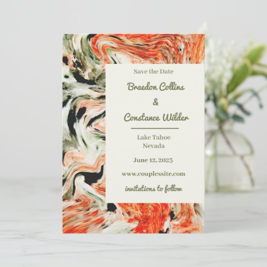 Unieke marmer Weddenschap bespaart de datum Save The Date (Staand voorkant)