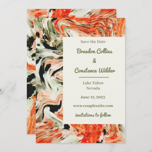 Unieke marmer Weddenschap bespaart de datum Save The Date (Voorkant / Achterkant)