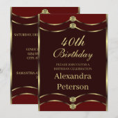 Unieke Maroon rood en goud geometrische verjaardag Kaart (Voorkant / Achterkant)