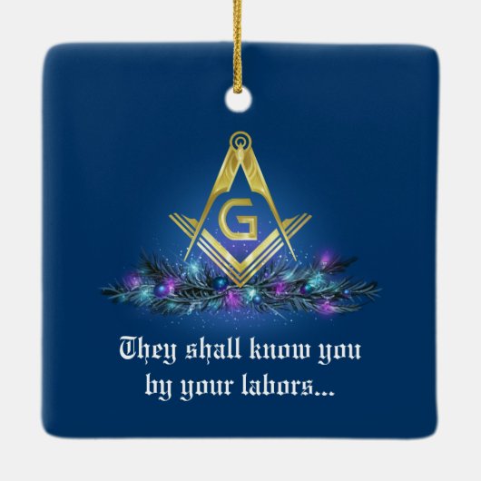 Unieke Masonic Kerstmis Keramisch Ornament (Achterkant)