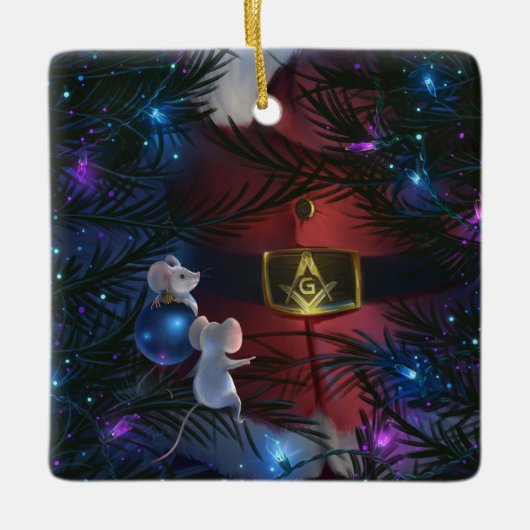 Unieke Masonic Kerstmis Keramisch Ornament (Voorkant)