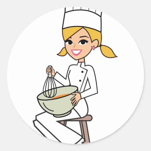 Unieke Meisje Chef Illustratie Ronde Sticker (Voorkant)