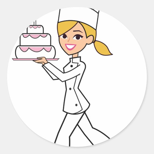 Unieke Meisje Chef Illustratie Ronde Sticker (Voorkant)