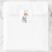 Unieke Meisje Chef Illustratie Vierkante Sticker (Tas)