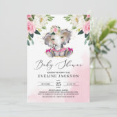 Unieke meisje tutu ballerina olifant boho baby kaart (Staand voorkant)