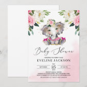 Unieke meisje tutu ballerina olifant boho baby kaart (Voorkant / Achterkant)