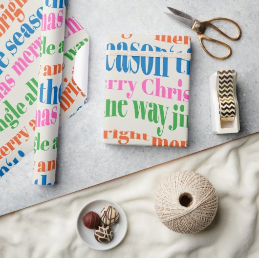Unieke Merry & Bright Kerst Script Cadeaupapier (Crafts)