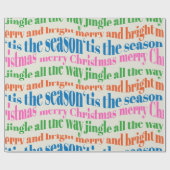 Unieke Merry & Bright Kerst Script Cadeaupapier (Vlak)