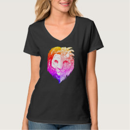 Unieke, met de hand getekende Mystic Lion Art Wome T-shirt