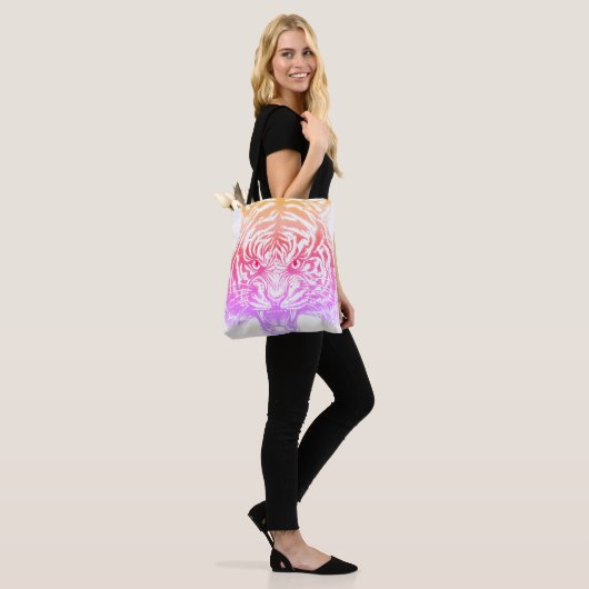Unieke met de hand getrokken BIG Tiger Dual Sided  Tote Bag (Op model)