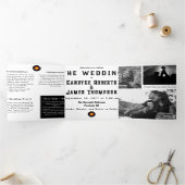 Unieke Metal Music Album Hoesje B&W Fotobruiloft Drieluik Uitnodiging (Binnen)