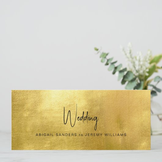 Unieke metallic goud & zwart bruiloft kaart (Staand voorkant)