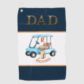 Unieke Metallic Look DAD Golf Winkelwagen Monogram Golfhanddoek (Voorkant)