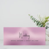 Unieke metallic roze & zwart bruiloft kaart (Staand voorkant)