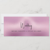 Unieke metallic roze & zwart bruiloft kaart (Voorkant)