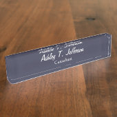 Unieke Midnight Blue Script klassiek handschrift Naambordje (Zijkant)