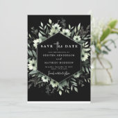Unieke Minimal Waterverf Sage Green Wedding Save The Date (Staand voorkant)