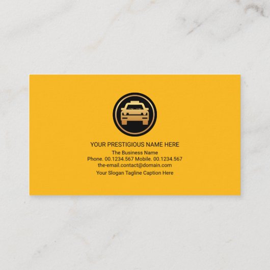 Unieke, minimale, gele zwarte layers Taxi-driver Visitekaartje (Achterkant)