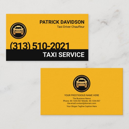 Unieke, minimale, gele zwarte layers Taxi-driver Visitekaartje (Voorkant / Achterkant)