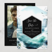 Unieke minimale nautische bruiloft save the date (Voorkant / Achterkant)