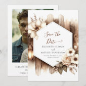 Unieke minimale rustieke bruiloft save the date (Voorkant / Achterkant)