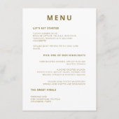 Unieke minimale typografie Olijfgroene bruiloft Menu (Voorkant)