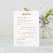 Unieke minimale typografie Olijfgroene bruiloft Menu (Staand voorkant)