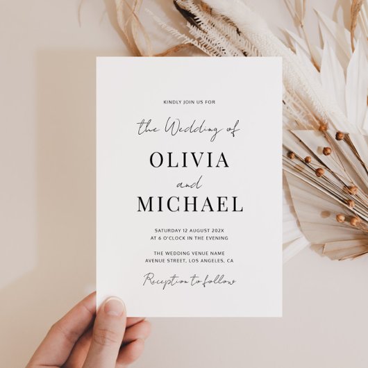 unieke minimale zwarte qr-code trouwuitnodiging kaart