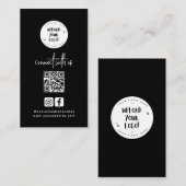 Unieke, minimale zwarte Qr-code voor sociale media Visitekaartje (Voorkant / Achterkant)