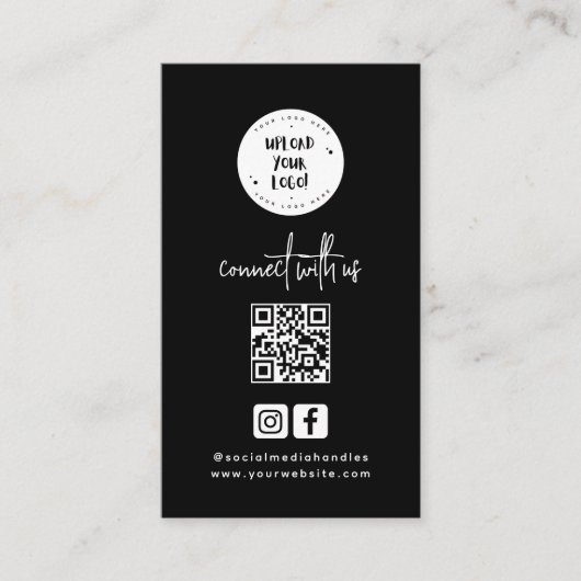 Unieke, minimale zwarte Qr-code voor sociale media Visitekaartje (Voorkant)
