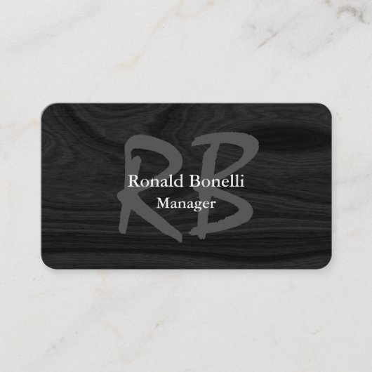 Unieke minimalisator voor grijze-houtmonogram visitekaartje (Voorkant)