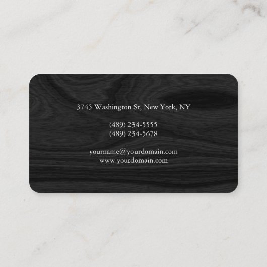 Unieke minimalisator voor grijze-houtmonogram visitekaartje (Achterkant)