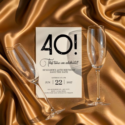 Unieke minimalist Bewaar de datum 40e verjaardag Kaart